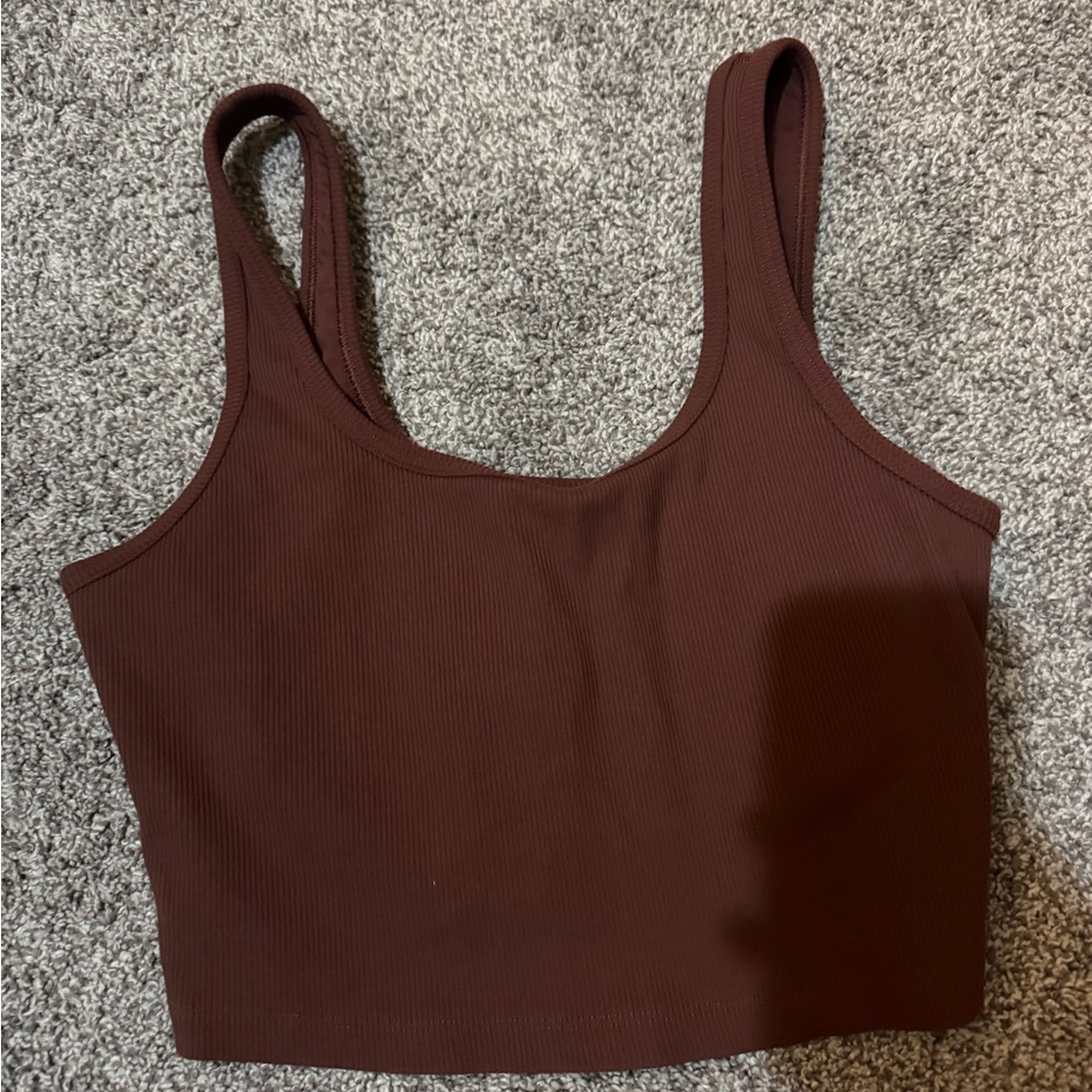 AE Brown Ribbed Crop Top